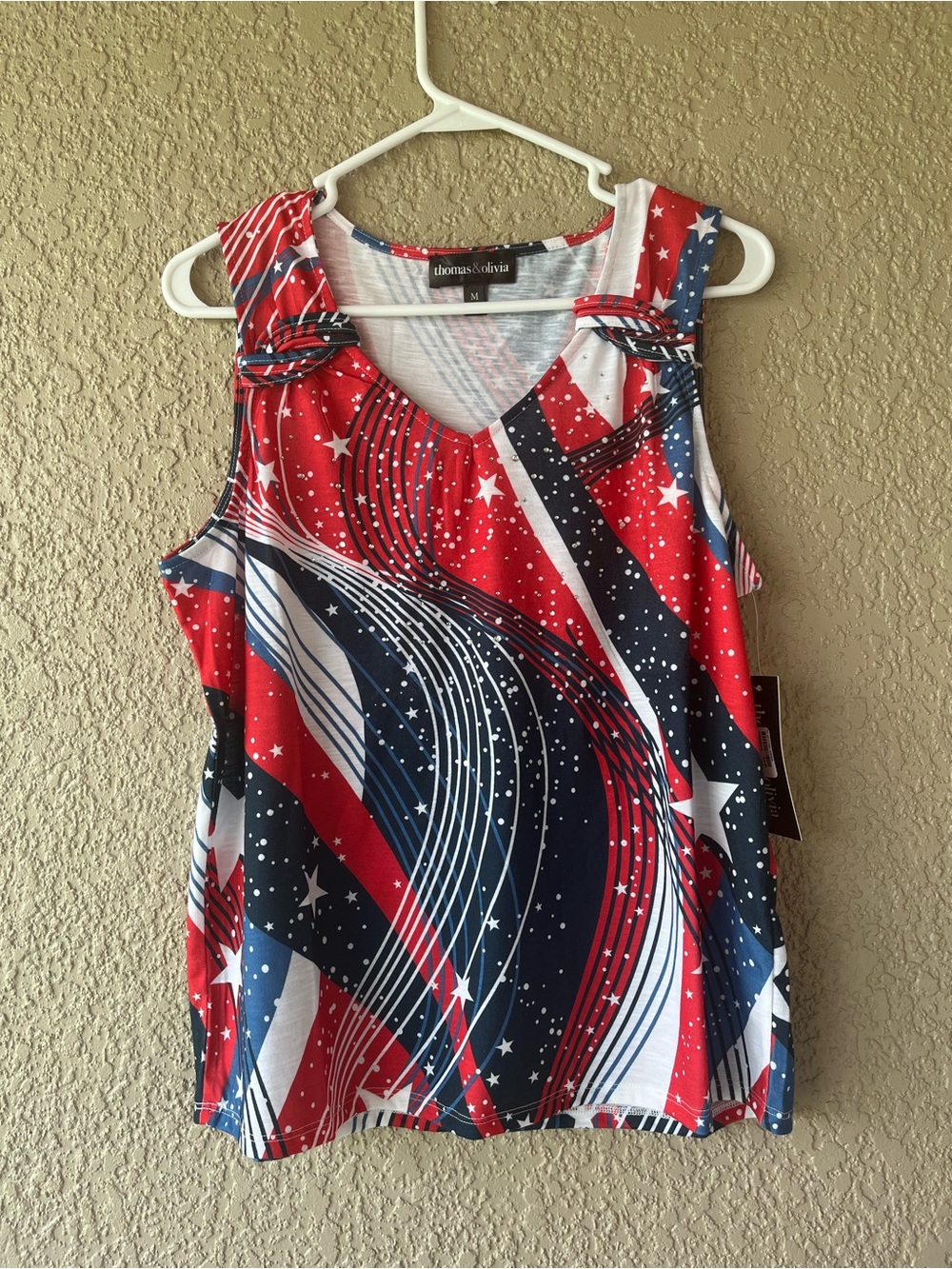 NWT~Red Patriotic Sleeveless V-Neck Top